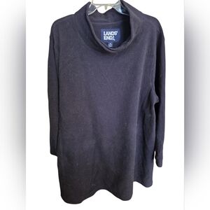 3X Lands' End Black (Or Very Dark Blue) Cowl Neck Fleece Pullover